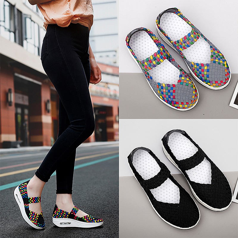 [Mã FASHIONCB264 giảm 10K đơn bất kỳ] Giày YOZOH dạng dệt đế cao sành điệu cho nữ size 35-44