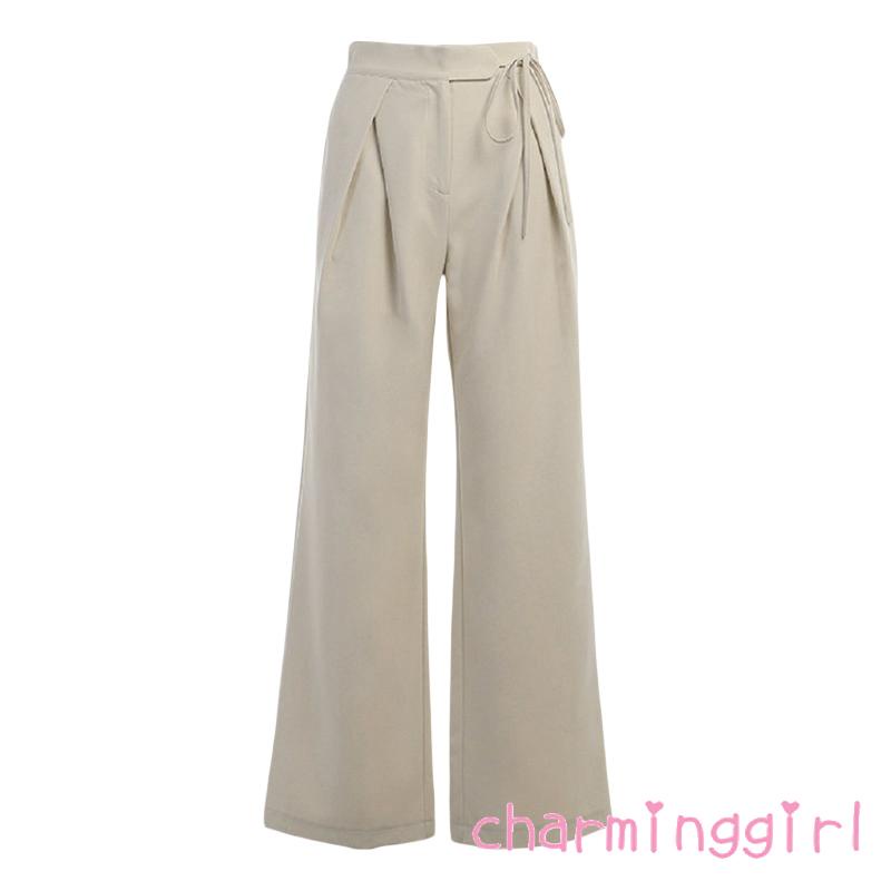 Quần ống rộng lưng cao phong cách vintage cho nữ