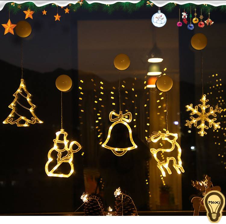 【FLASH SALE] Đèn LED nhiều mẫu NOEL GIÁNG SINH Sử Dụng PIN Có Nút Hít Mặt Kính trang trí DECOR TẾT MOXI.