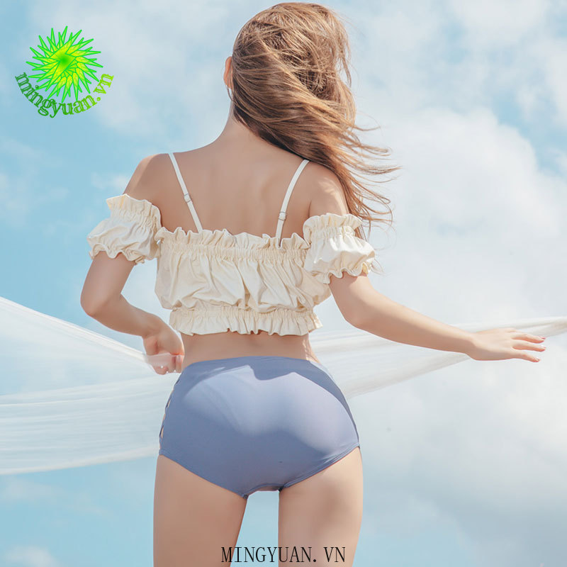 ( Mingyuan ) New split ladies one-shoulder slim sexy backless short-sleeved triangle bikini | BigBuy360 - bigbuy360.vn