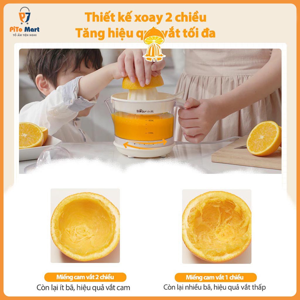 Máy vắt cam tự động Bear, Máy ép cam tự động SML CSJ-A04B1 trắng kem 500ml nhập khẩu chính hãng, bảo hành 18 tháng