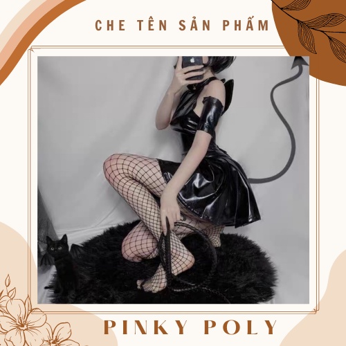 ĐỐ COSPLAY SEXY NAUGHTY GIRL CÓ TẤT LƯỚI ĐI KÈM - SET COSPLAY ĐUÔI CÁO DA BÓNG  PinkyPoly CP01 | BigBuy360 - bigbuy360.vn