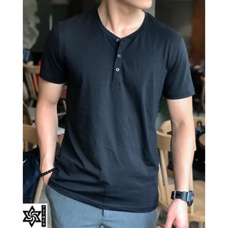 Áo Thun Trơn Cổ Tàu Có Cúc Chất Cotton Co Giãn 4 Chiều Thoáng Mát Form Slimfit Ôm Gọn Phù Hợp Đi Chơi Đi Làm