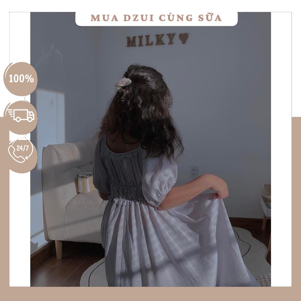 Đầm / váy cho bé tay phồng công chúa màu xám ghi - hàng thiết kế mẹ & bé  dtk-89