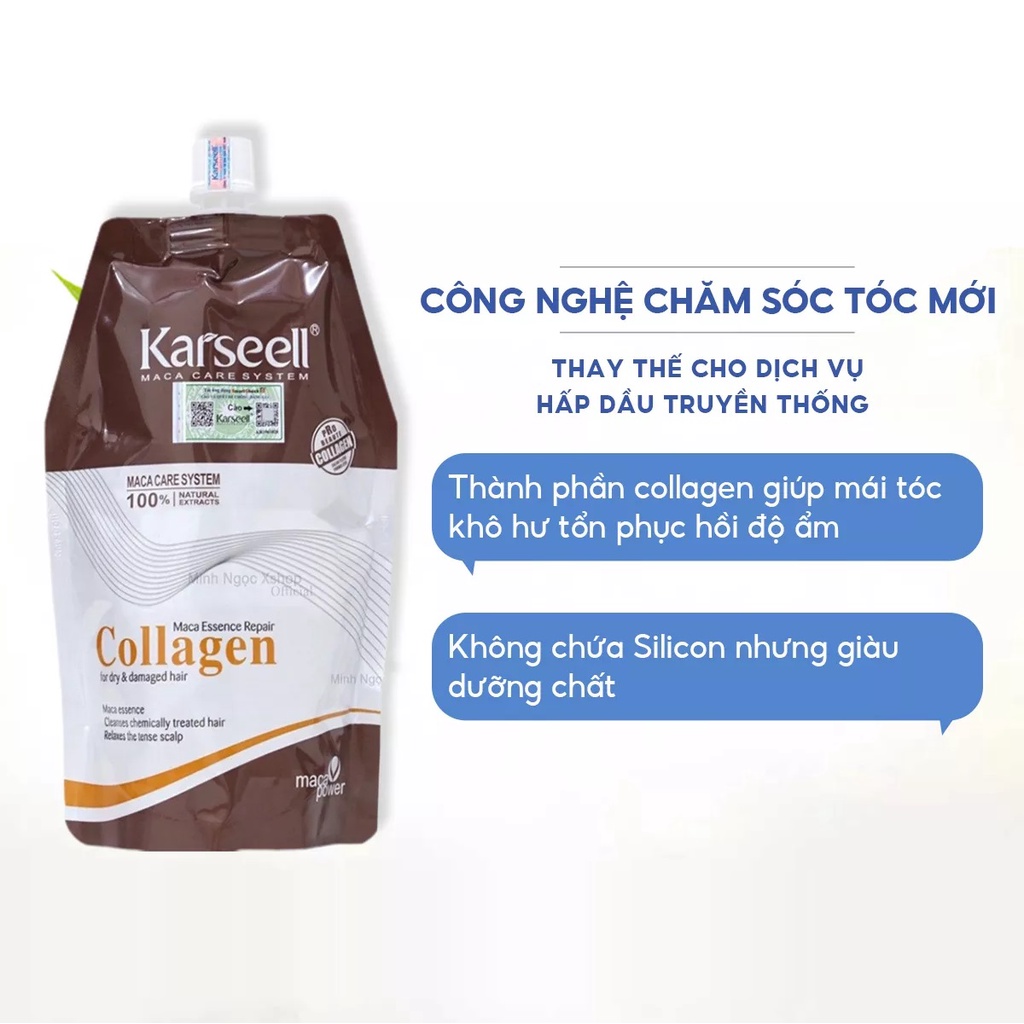 Dầu hấp ủ xả tóc Collagen Karseell Maca dạng túi 500ml