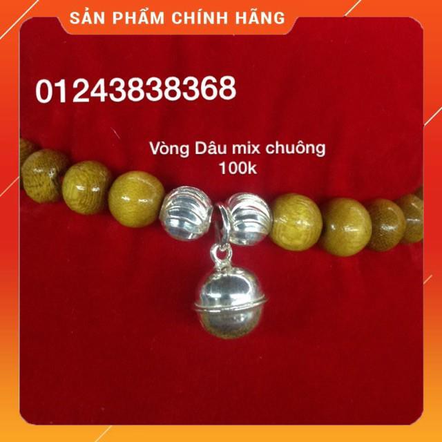 Vòng Dâu tằm mix chuông bạc