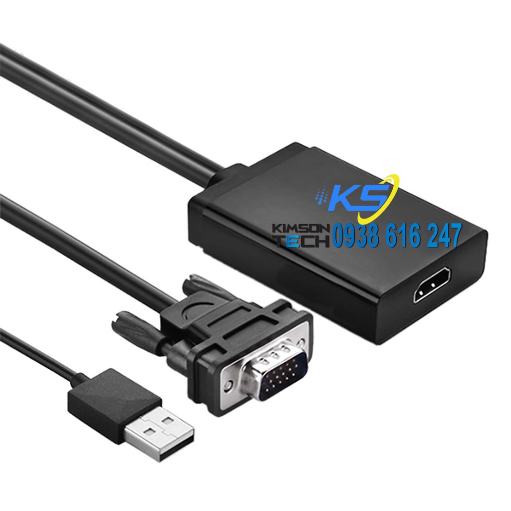 Cáp chuyển VGA ra HDMI tích hợp Audio Ugreen 40213 - Hàng chính hãng