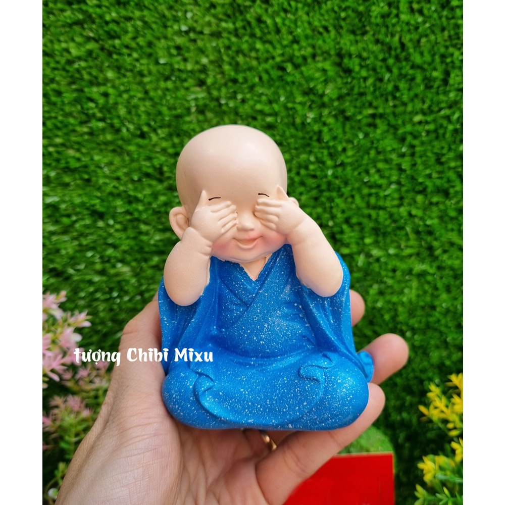 Bộ 04 tượng Tứ Không áo xanh dương size 10cm