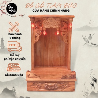 Bàn thờ ông địa thần tài nhiều kích thước Tâm Đức gỗ xoan đào 4 đèn tặng kèm bộ đèn (BH-6tháng)