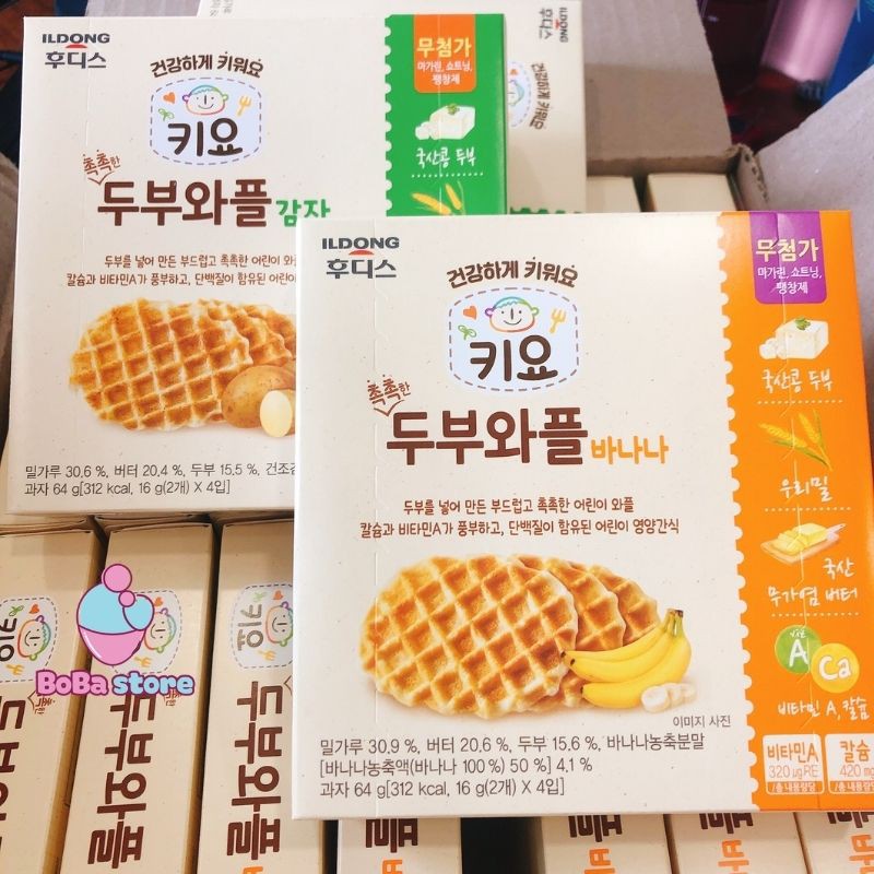 Bánh đậu hũ non Ildong cho bé ăn dặm (dạng waffle)