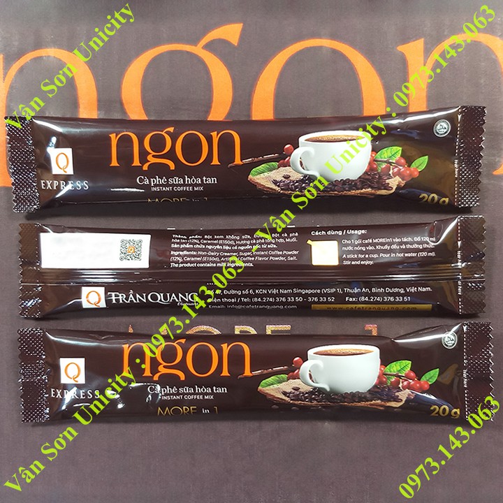 Cà phê sữa Ngon Trần Quang 480g (24 gói dài * 20g) Instant Coffee mix 3 in 1