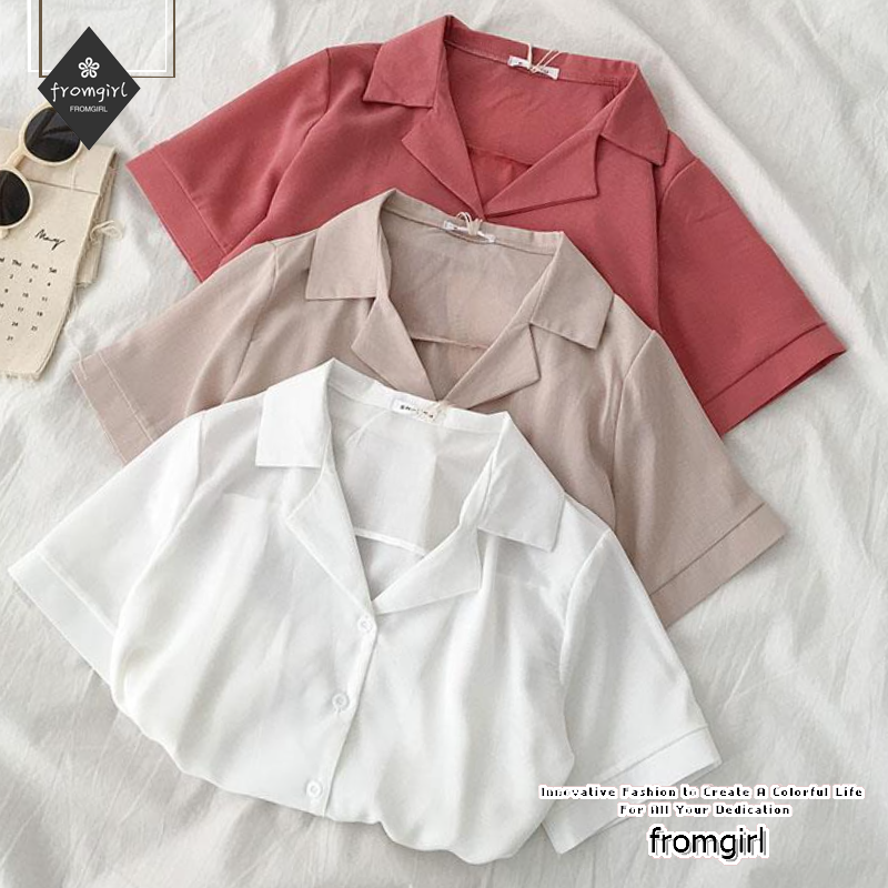 Áo Sơ Mi Voan Ngắn Tay Xinh Xắn Phong Cách Hàn Quốc 2021