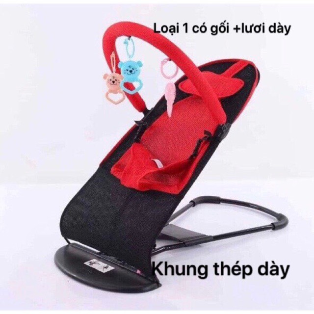 (Loại dày) Ghế rung nhún cho , có đồ chơi, gối nằm