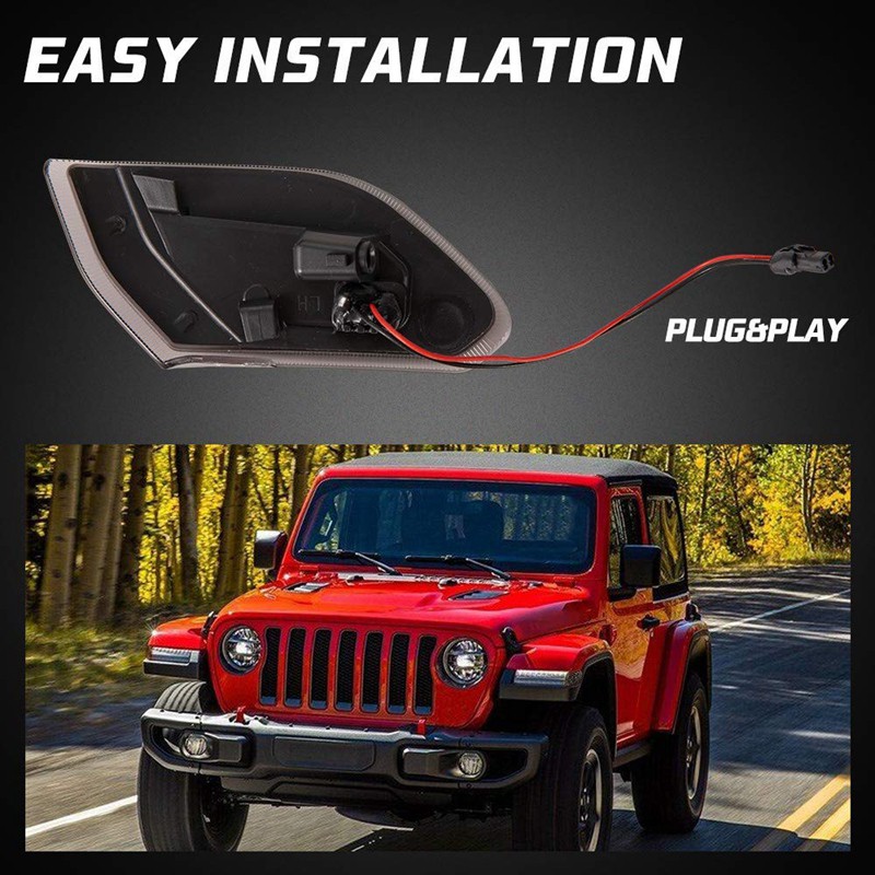 FENDER Set 2 Đèn Led Gắn Bên Hông Xe Jeep Wrangler Jl 2018 2019