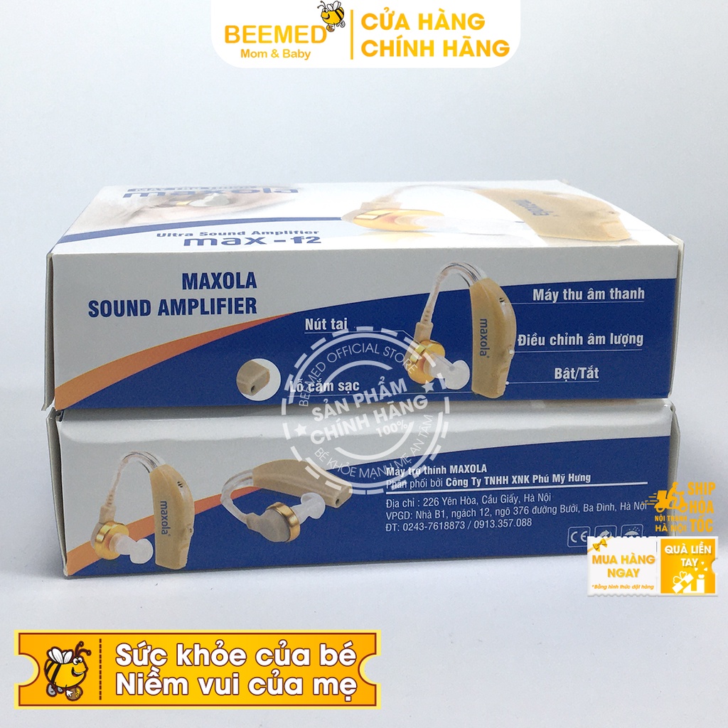 Máy trợ thính không dây, tai nghe siêu nhỏ cho người già sạc pin, lọc tiếng ồn - Maxola Inqua