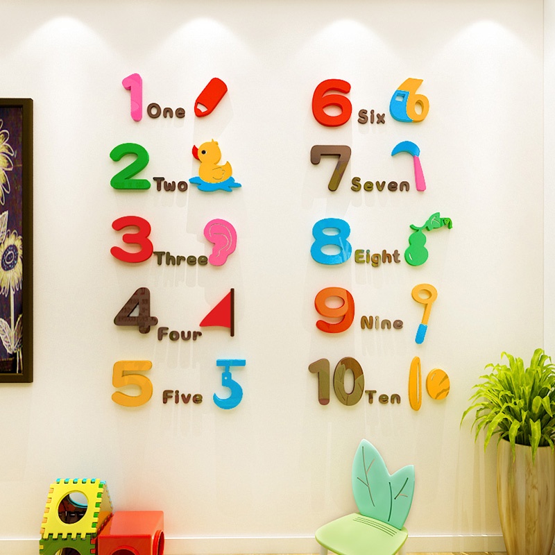 Miếng Dán Tường Trang Trí Hình Chữ Cái Tiếng Anh 3d Bằng Acrylic Sáng Tạo Dành Cho Trẻ Em