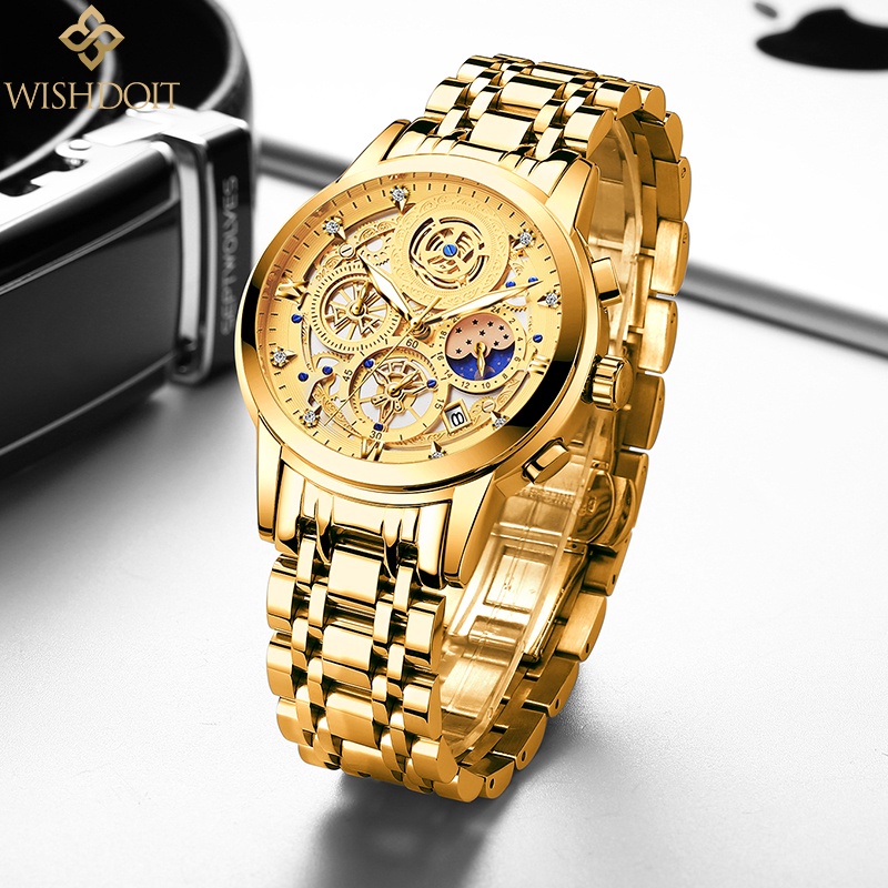 Đồng hồ thạch anh WISHDOIT dây đeo thép không gỉ chống nước màu đen phong cách doanh nhân cho nam
 | BigBuy360 - bigbuy360.vn