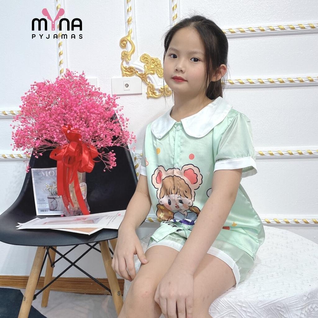 Bộ pijama cộc trẻ em,chất lụa satin