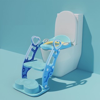 Ghế ngồi bồn cầu cho bé có thang và tay vịn