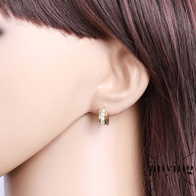 GETNOIVAS Bông tai mạ vàng 18K đính đá Zircon thanh tú