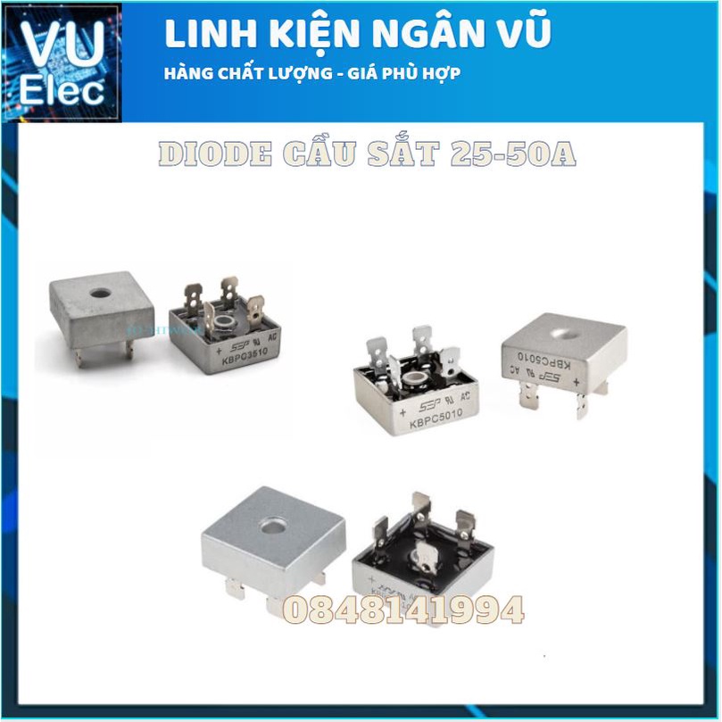 Cầu diode 35A-50A 1000V KBPC5010 ( cầu sắt)