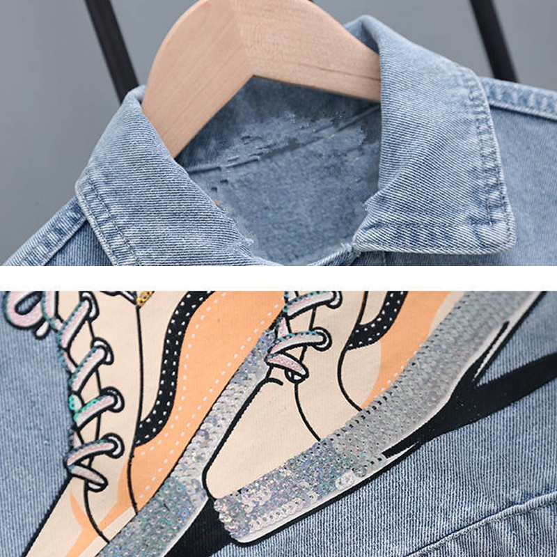 Áo Khoác denim Thời Trang Xuân Thu Mới Cho Bé Gái Aku