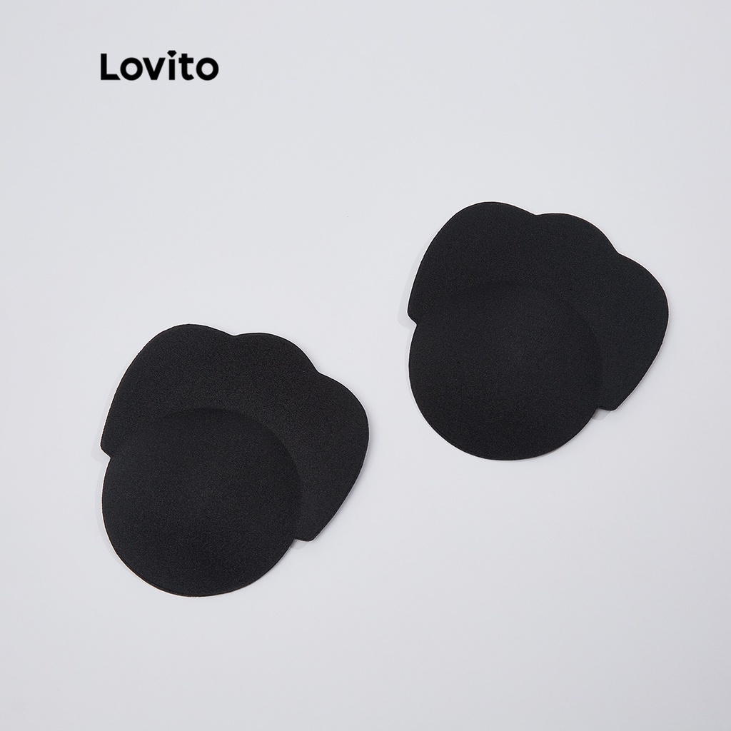 Phụ kiện đồ ngủ Lovito hình tròn phối ren màu trơn phong cách thường ngày L18X291 (Màu mơ/đen)