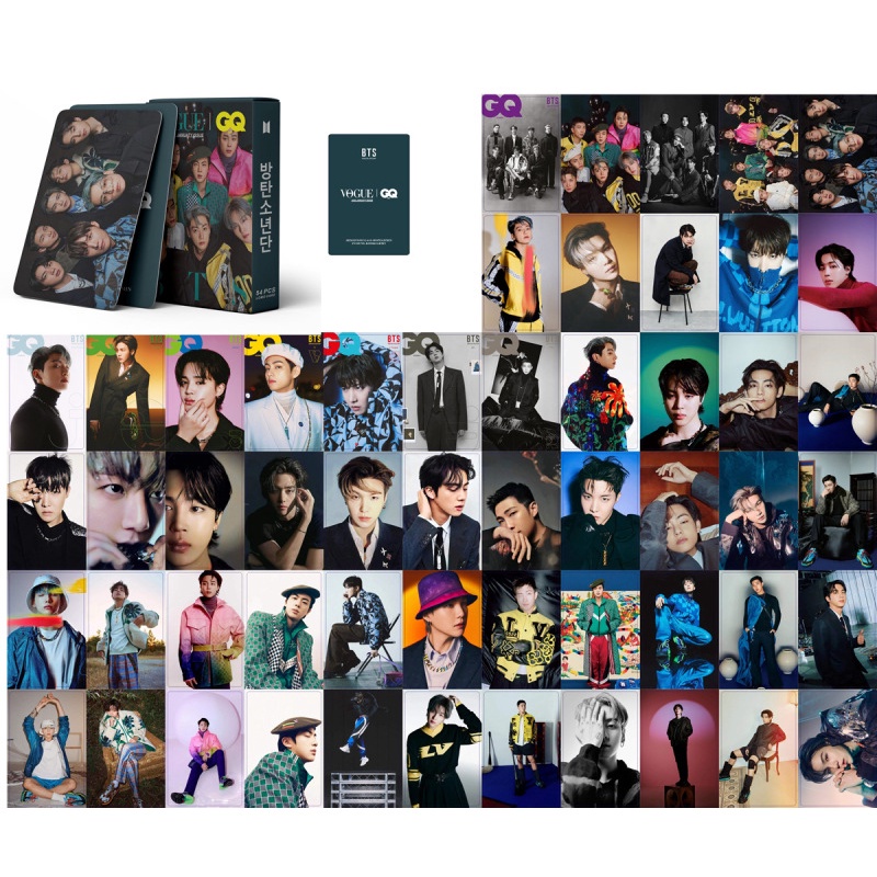 54pcs/box BTS 2022 GQ VOGUE Bangtan Boys Photocards Lomo Card Postcard RM Jin J-Hope SUGA JiMin Jung Kook V