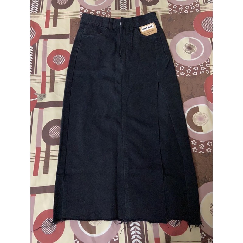 (Order)(Có ảnh thật) Đầm denim bò váy bò dài cạp cao xẻ tà bên hông | BigBuy360 - bigbuy360.vn