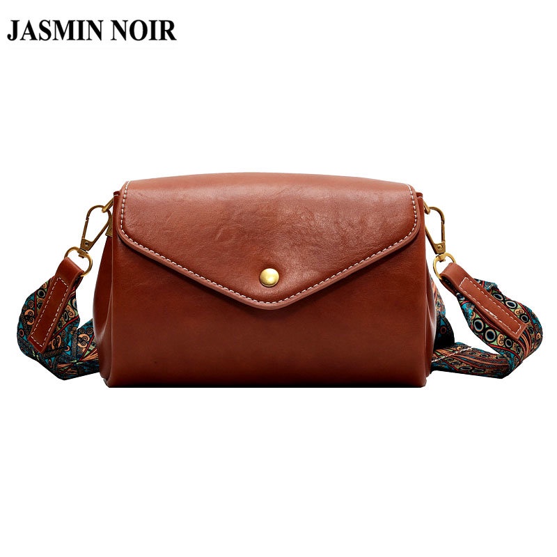 Túi xách đeo chéo JASMIN NOIR da PU có khóa phong cách cổ điển cho nữ