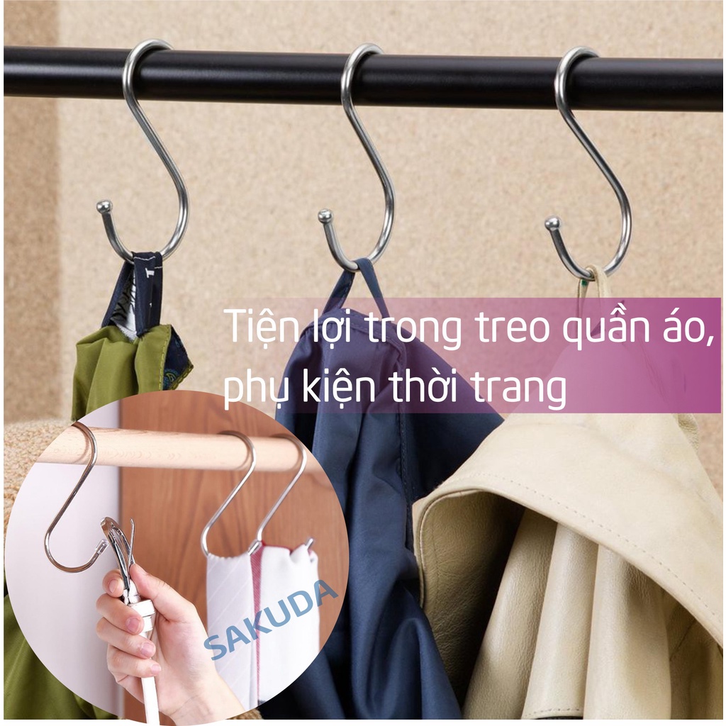 Combo Móc Treo Chữ S Đa Năng Loại Đầu Tròn Chống Trầy Xướt - Dùng Làm Móc Treo Quần Áo, Dụng Cụ Nhà Bếp