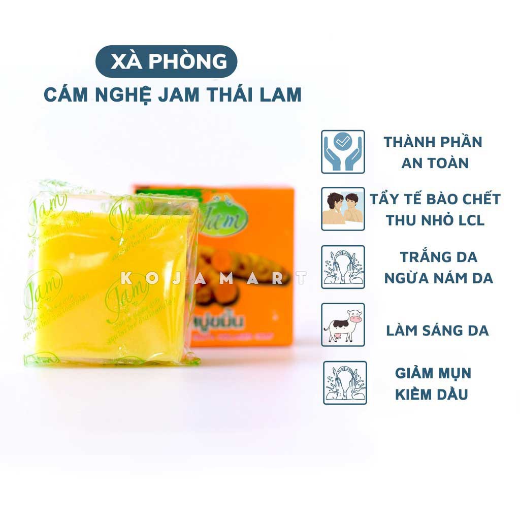 Combo 12 Bánh Xà Phòng Nghệ Thái Lan JAM Turmeric Gluta Collagen Soap 65gr
