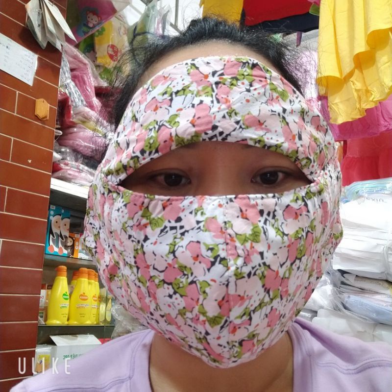 Khẩu trang Ninja 3 lớp vải cotton che kín mặt, chống nắng tốt