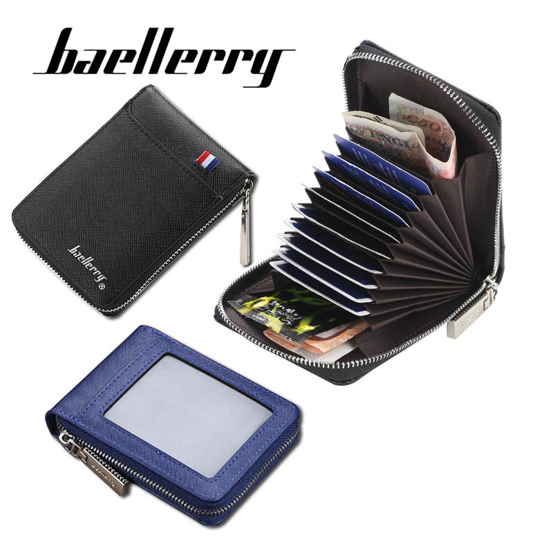 Ví đựng thẻ Baellerry với 18 ngăn có dây kéo cho nam