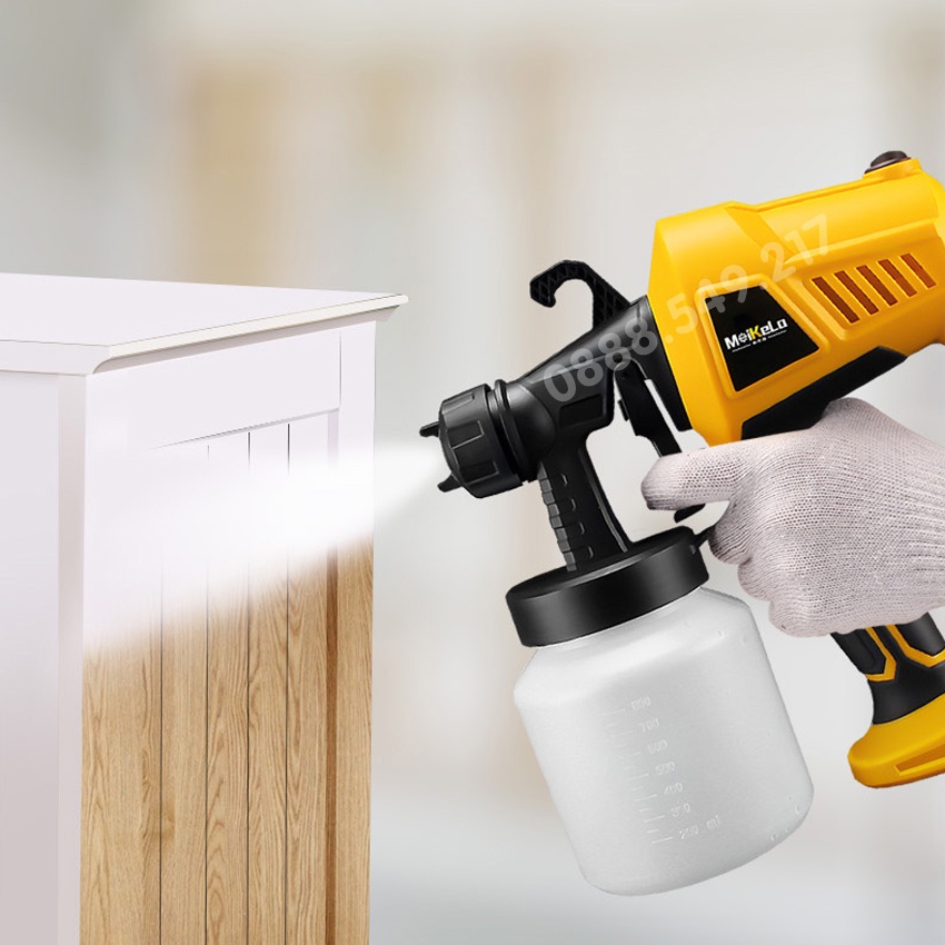[ Free Ship ] Máy Phun Sơn Cầm Tay. Súng Phun Sơn - Dùng điện 220V - Công suất 600W- Bình 800ML - Bảo hành 12 tháng