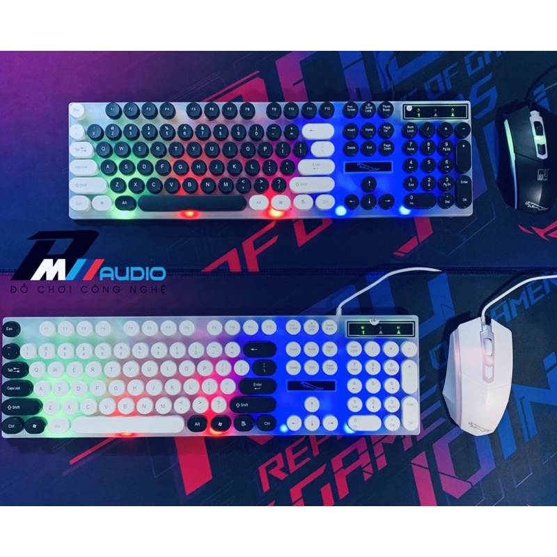 Bàn Phím Gaming Giả Cơ Mix Phong Cách Sang Trọng Kèm Chuột Máy Tính Con Báo G21 Version 2 Có LED 7 Màu Ấn Tượng-BMVAUDIO