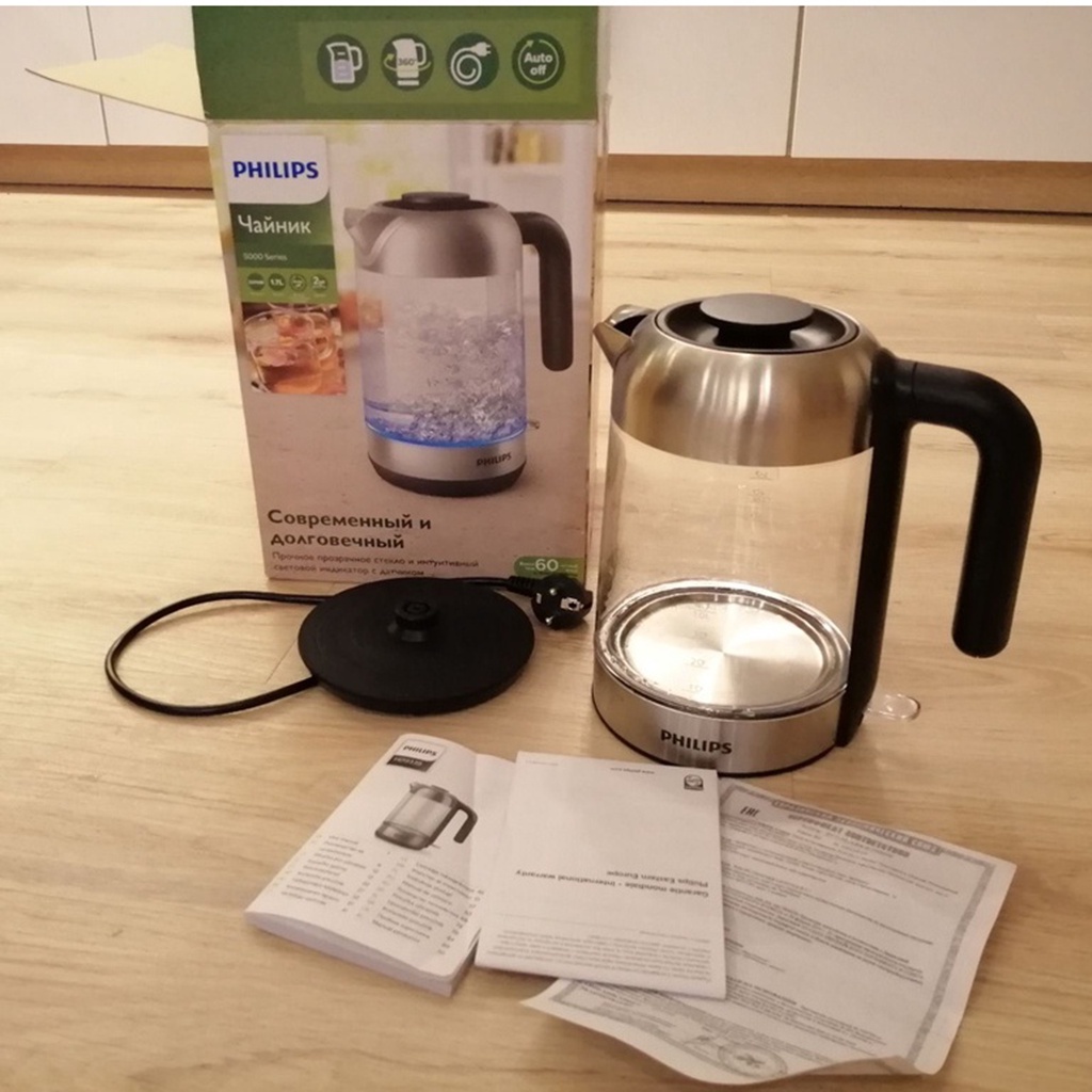 Bình đun siêu tốc thủy tinh PHILIPS 1.7 lít HD9339/80 Chính hãng bảo hành 2 năm