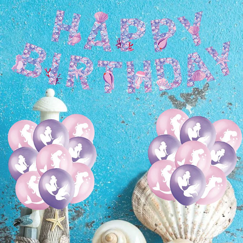 Set 10 Bong Bóng Hình Nàng Tiên Cá 1st Trang Trí Tiệc Sinh Nhật Cho Bé