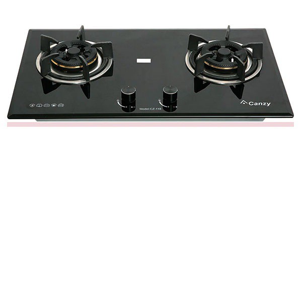Bếp gas âm Canzy CZ 118 - Kính chịu lực 8mm, 2 lò nấu, cảm biến ngắt gas tự động