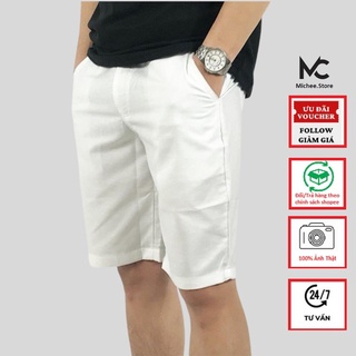 Quần short đũi nam MICHEE cao cấp ,Quần đùi nam chất đũi thái không nhăn , không xù cho người 45 - 78kg
