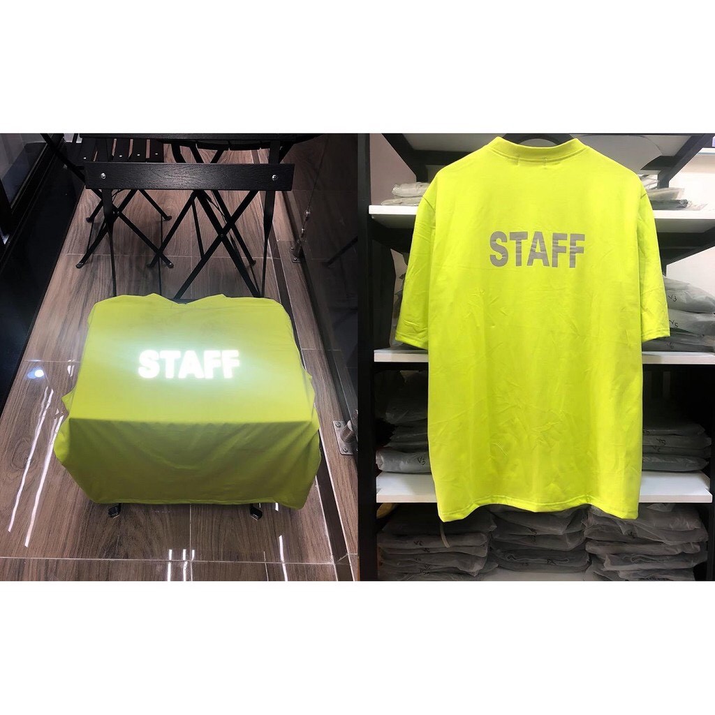 Áo Thun PHẢN QUANG STAFF (Xanh Chuối) - Áo thun tay lỡ form rộng Unisex 38-65kg Nam Nữ  [ẢNH THẬT]