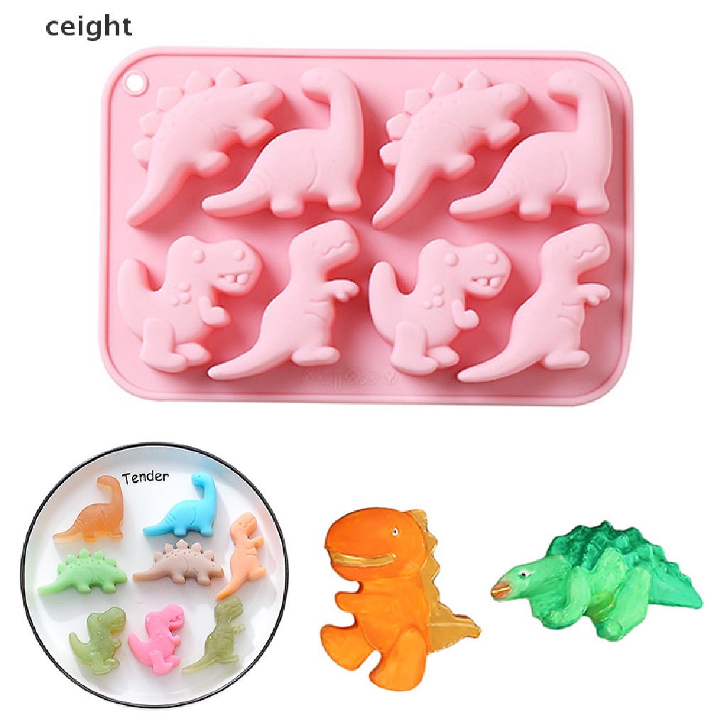 Khuôn silicon hình khủng long 3D làm sáp nến thủ công bánh kem sô cô la