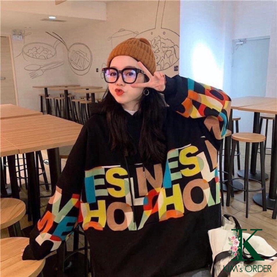 Áo Hoodie Nữ Dài Tay Màu Đen Phom Rộng Chất Nỉ Bông Dày Dặn Không Xù Có Mũ Phong Cách Hàn Quốc Thời Trang Hot Trend | BigBuy360 - bigbuy360.vn