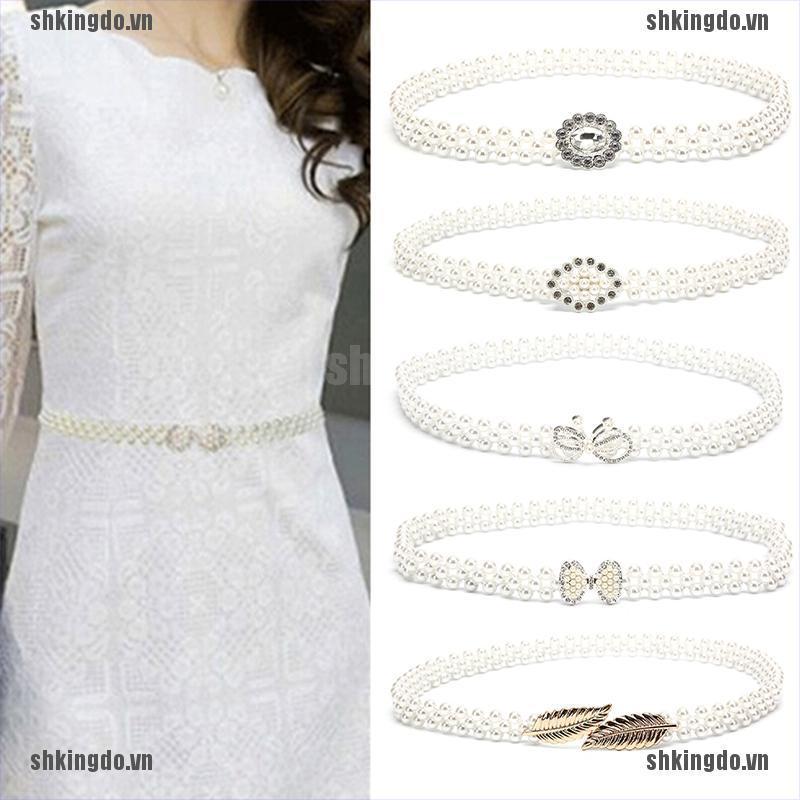 Thắt Lưng Đính Ngọc Trai Nhân Tạo Phong Cách Thanh Lịch Cho Phụ Nữ