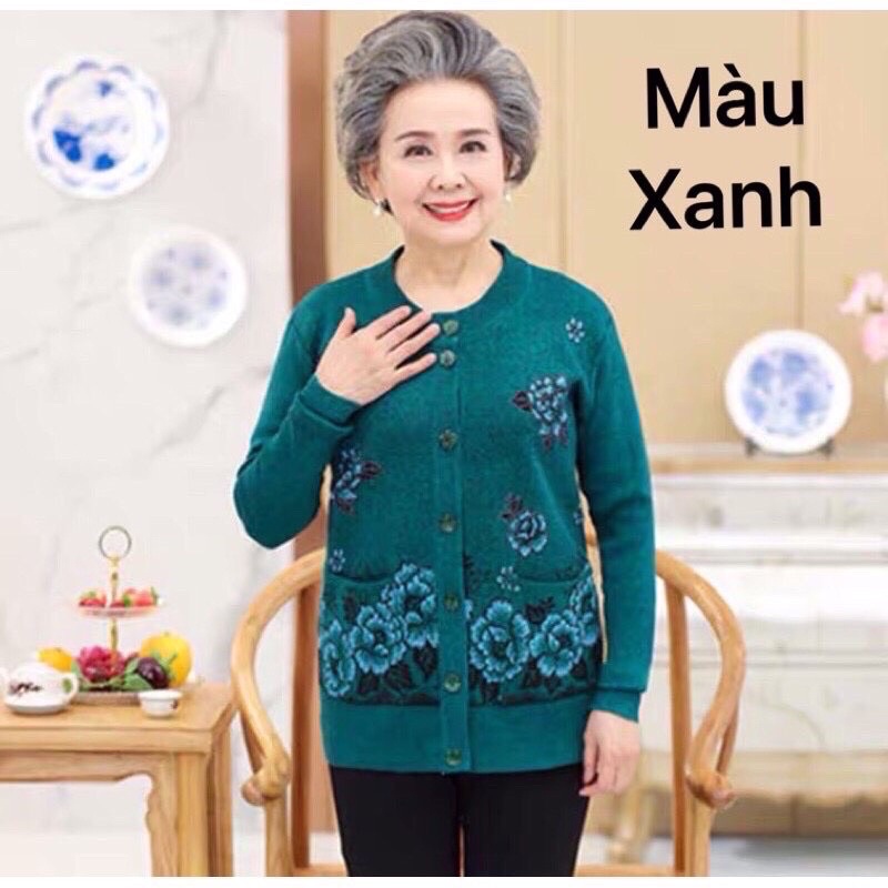 Áo Khoác Len Cho Mẹ Cho Bà Chất Len Dày Dặn Free Size 50-75Kg