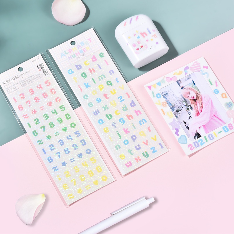 Set 2 miếng dán chữ số màu kẹo chống thấm nước