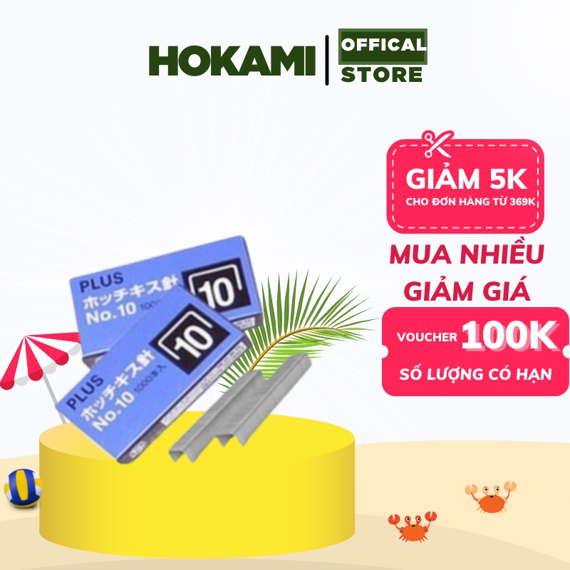 Ghim bấm #10 No.10 Plus 1000pcs / hộp dùng cho dập ghim mini văn phòng - HOKAMI STORE