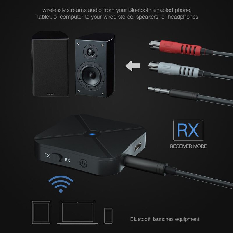 Bộ Thu Tín Hiệu Bluetooth 5.0 3.5mm 3.5 AUX Jack RCA USB Dongle Không Dây Cho Loa Xe Hơi/TV/PC