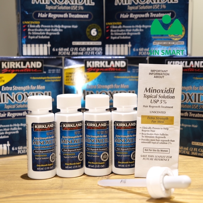 Hộp 6 lọ dung dịch Minoxidil 5% Kirkland mọc Râu , Tóc Của Mỹ 60ml