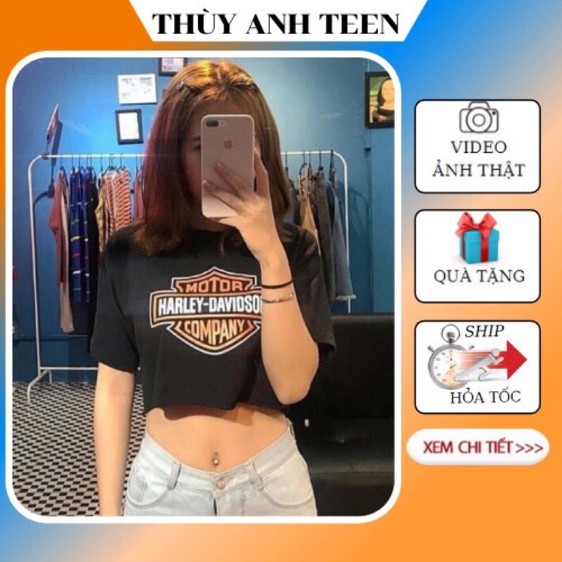 Áo Croptop Motor Harley cá tính siêu hot, Croptop nữ dáng ngắn form body